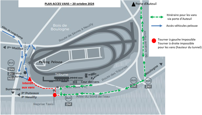 Plan accès ParisLongchamp - dimanche 20 octobre 2024