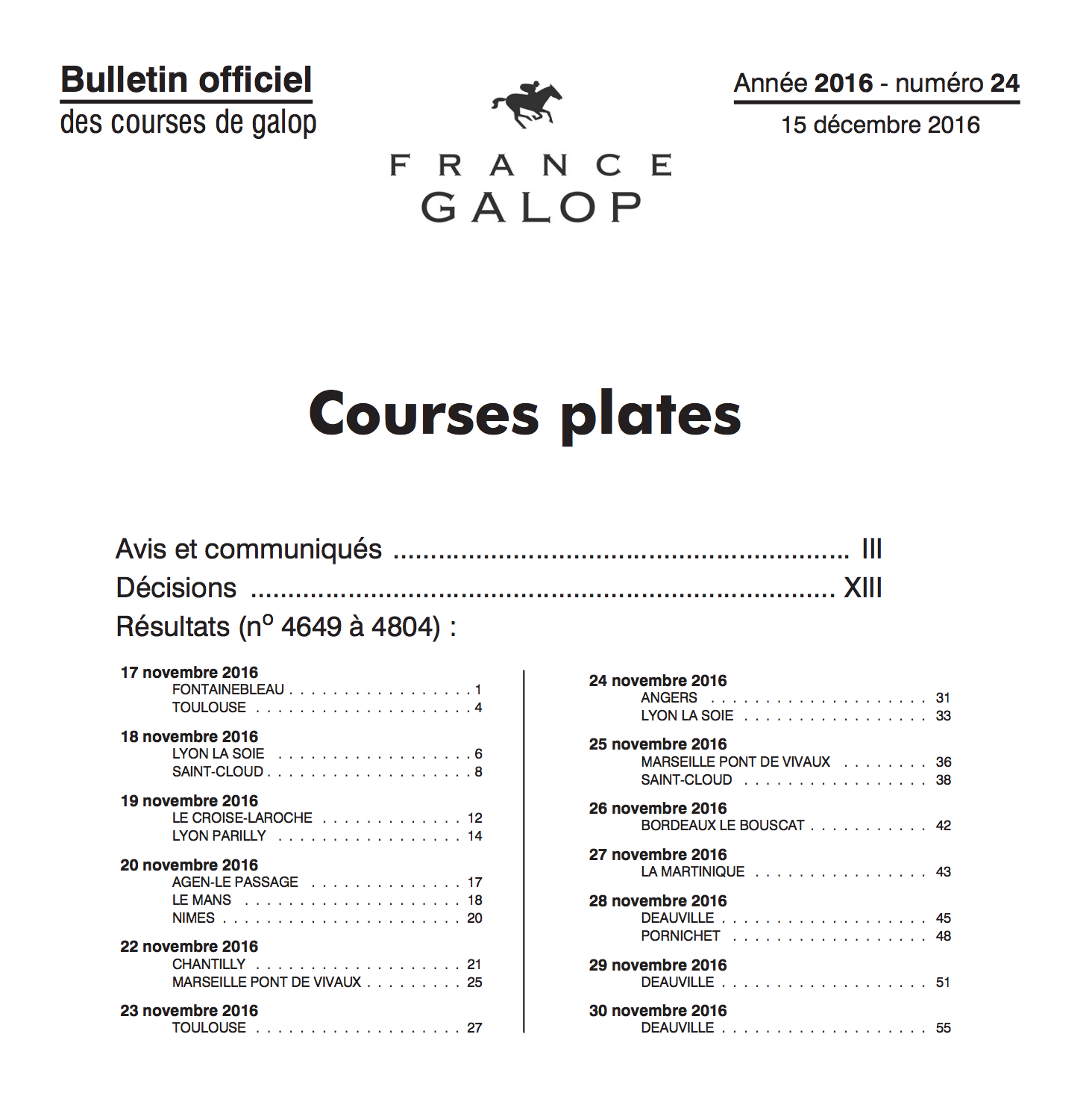 Les derniers bulletins officiels sont parus