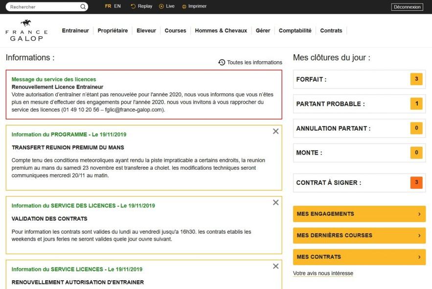 De nouvelles fonctions disponibles sur le site Pro de France Galop