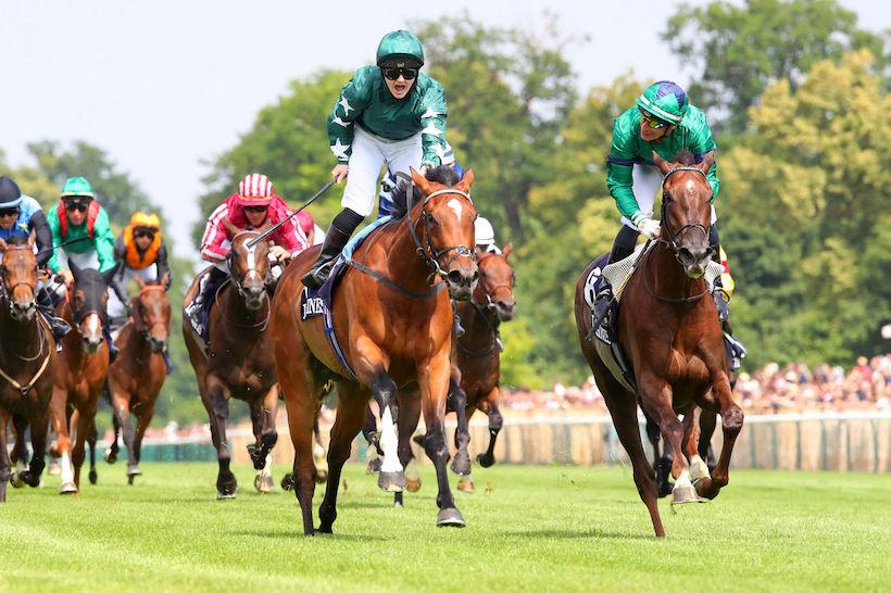 Nashwa et Hollie Doyle remportent le Prix de Diane Longines (Gr1), dimanche 19 juin 2022 sur l'hippodrome de Chantilly.