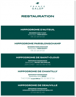 Coordonnées restaurants hippodromes