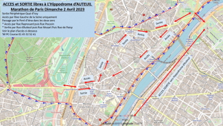 Plan itinéraire accès Auteuil Marathon de Paris