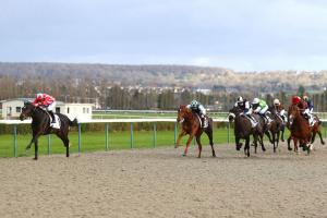 Machete gagne sur l'hippodrome de Deauville-Touques, le 5 février 2022.