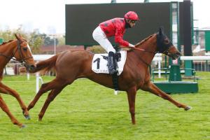 The Revenant s'impose à l'arrivée de l'édition 2022 du Prix Edmond Blanc (Gr3), sur l'hippodrome de Saint-Cloud le 2 avril 2022.